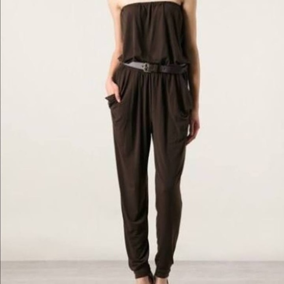 Michael Kors Pants - Michael Kors Brown Strapless Jumpsuit Size XS